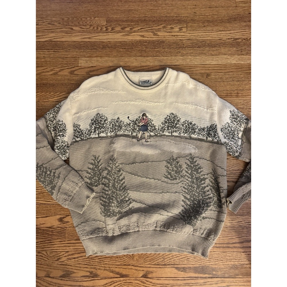 Vintage Northern Reflections Golf Sweater Womens L XL Golfer 90s Knit Grandpa